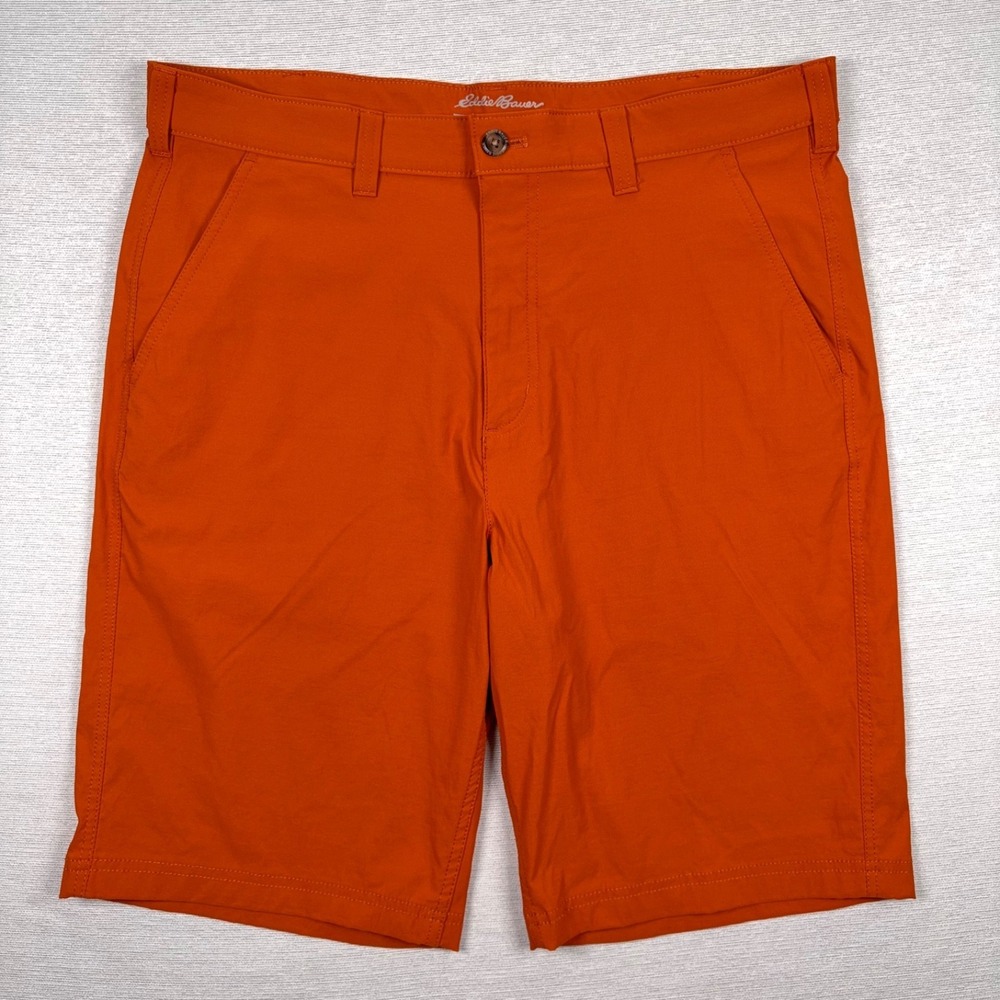 Eddie Bauer 11" Travex Shorts Mens Size T36 Orange Nylon Spandex